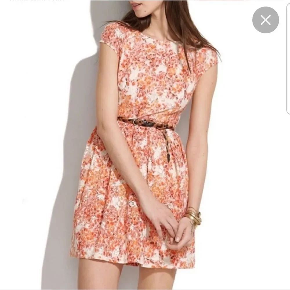 MADEWELL | Orange Floral Lace Mini Dress (0)